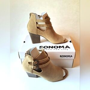 Sonoma Peep Toe Chunky Heel Sandals Booties | Sz 8 | NIB